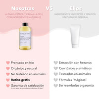 Tabla comparativa del aceite calmante y relajante contra otros productos