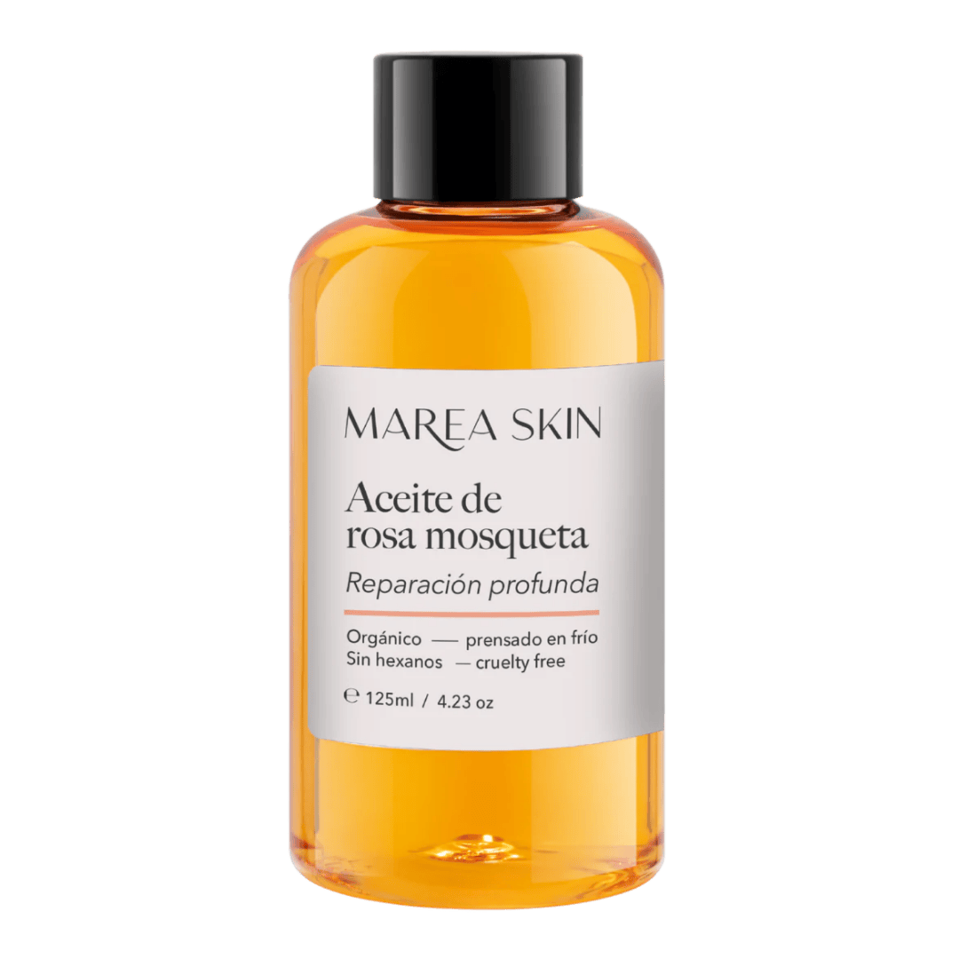 Aceite corporal de rosa mosqueta con fondo transparente de 125 ml