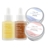 Kit skincare completo con sérum antiedad fondo transparente